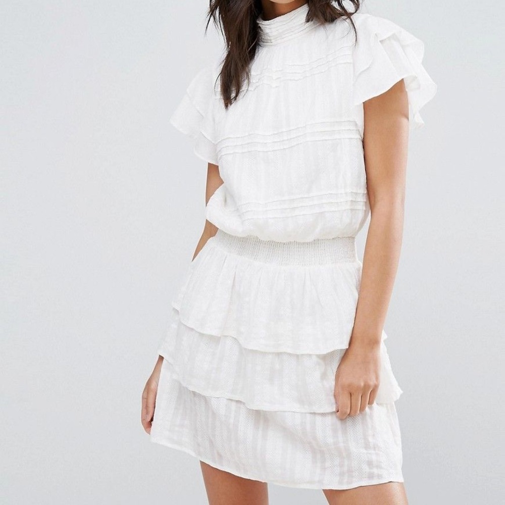 Vero Moda White Ruffled Mini Dress